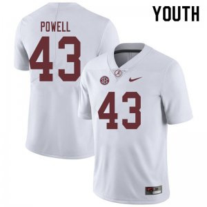 NCAA Youth Alabama Crimson Tide #43 Daniel Powell Stitched College 2019 Nike Authentic White Football Jersey JG17N02DY